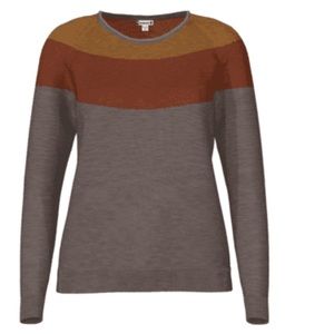 SMARTWOOL EDGEWOOD COLORBLOCK CREW SWEATER Orange Grey Wool Sweater Medium